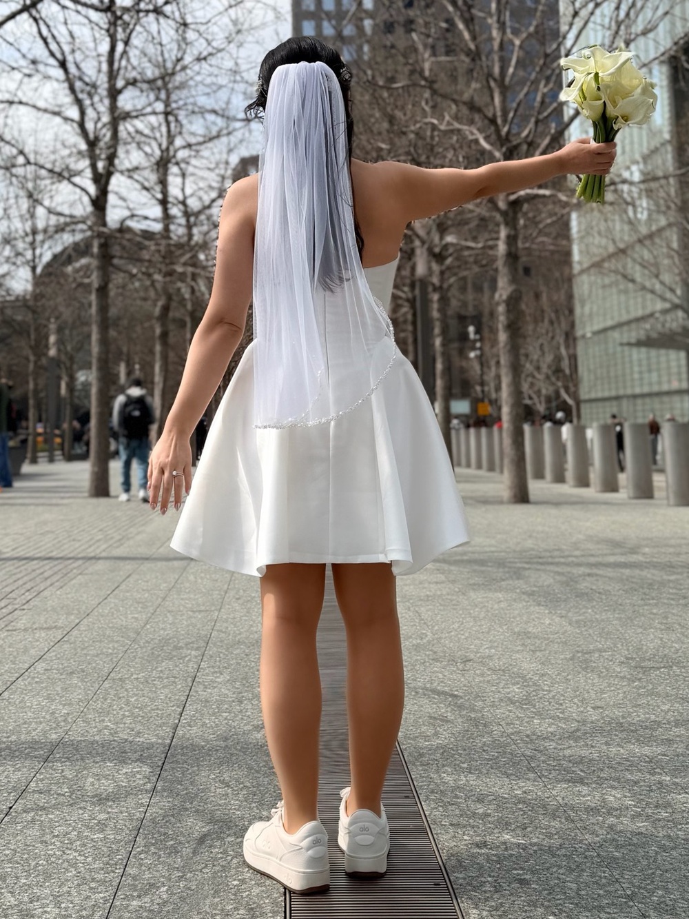 Classic White Bridal Veil with Beaded Edge - Picture 5 of 5